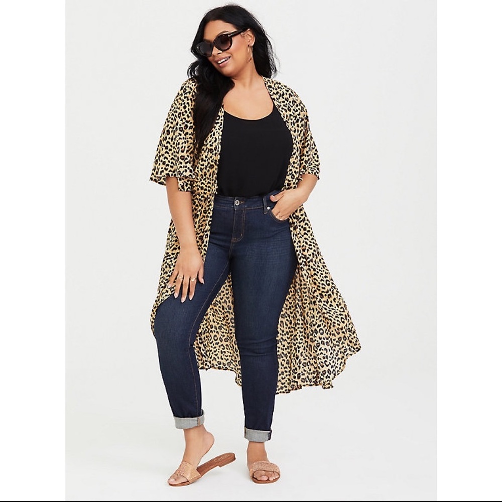 Torrid High-Low Leopard Kimono coverup